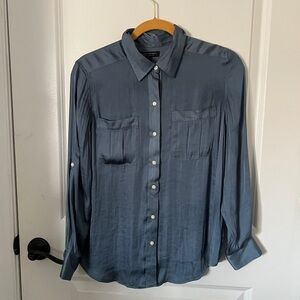 Elegant Blue Satin Blouse